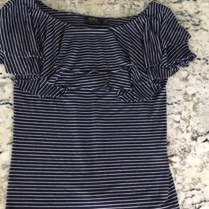 Off the shoulder polo ruffled top